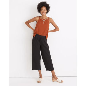Madewell Black Seersucker Pull-On Crop Wide Leg Cropped Pants Women's Size Small